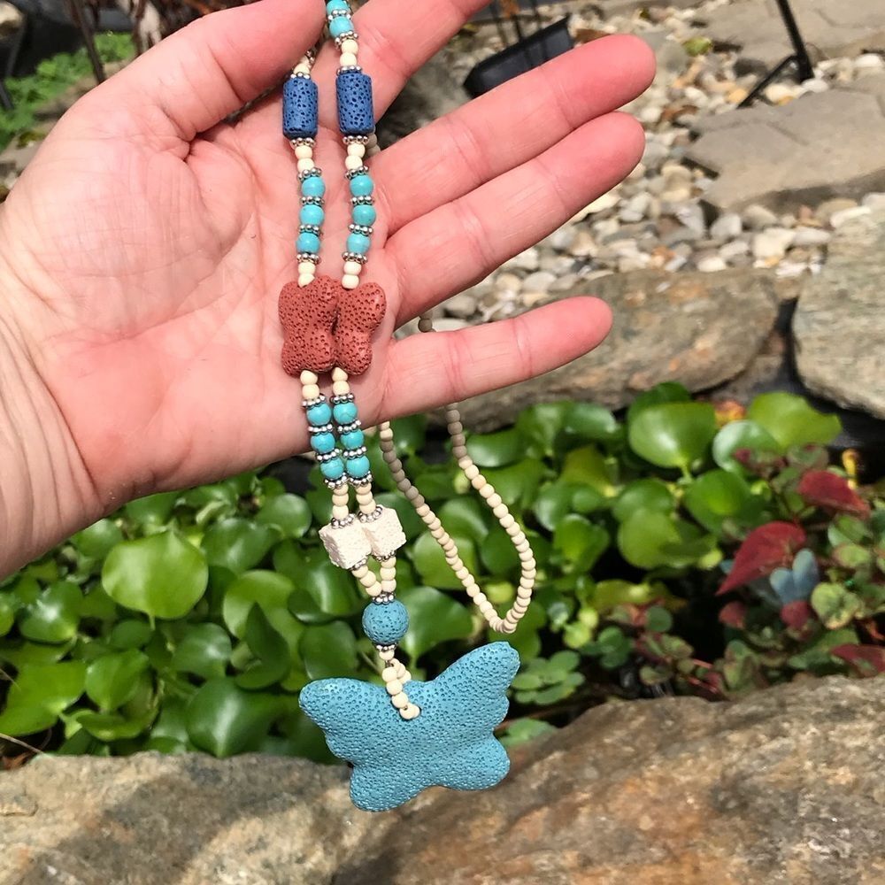 Multi Color Lava Butterfly Necklace - Picture 6 of 8